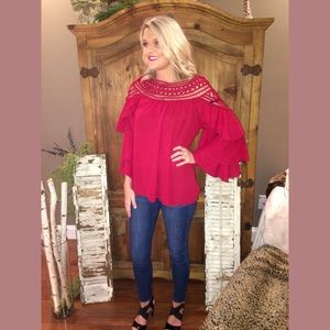 Dressy burgundy chic blouse • M • no trades ✨