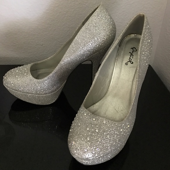 Sparkly silver heels