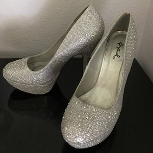 Sparkly silver heels