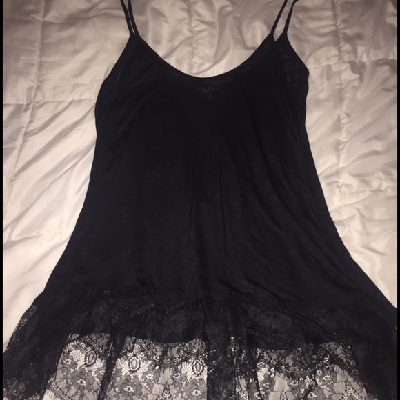 Long Black Lace Tank
