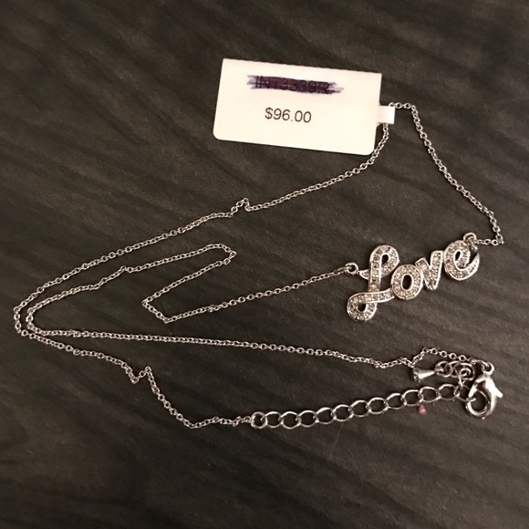 18" Genuine Diamond LOVE Sterling Silver Necklace