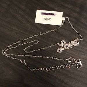 18" Genuine Diamond LOVE Sterling Silver Necklace