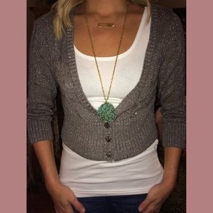 WHITE HOUSE | BLACK MARKET silver cardigan • M ✨