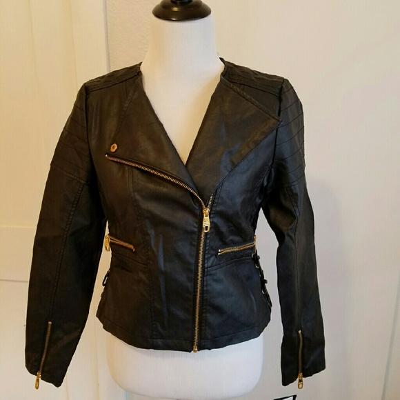 Steve Madden NWT black faux leather jacket M