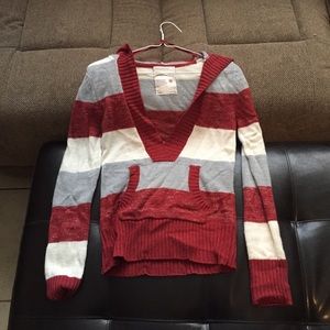 Aeropostale red silver and white hooded sweater