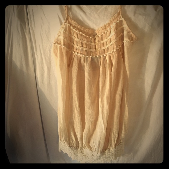 Cream Sheer Spaghetti Strap Top