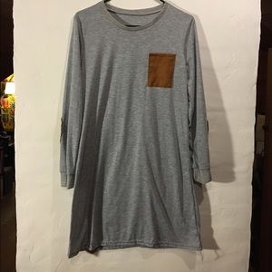 Shirt dress with patched elbows