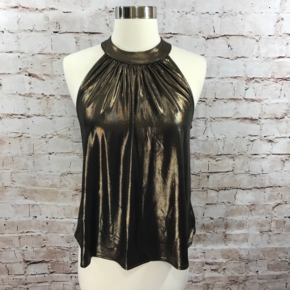 One Clothing- Metallic Halter Top
