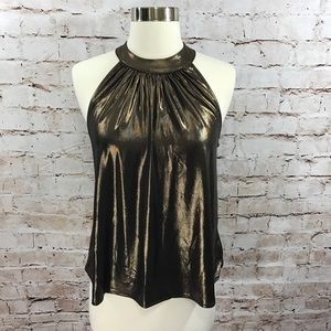One Clothing- Metallic Halter Top