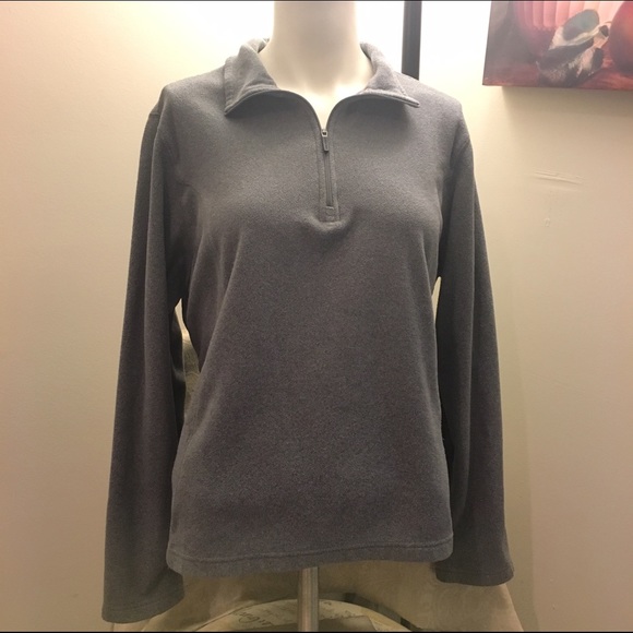 Lands' End gray fleece half-zip pullover