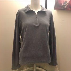 Lands' End gray fleece half-zip pullover