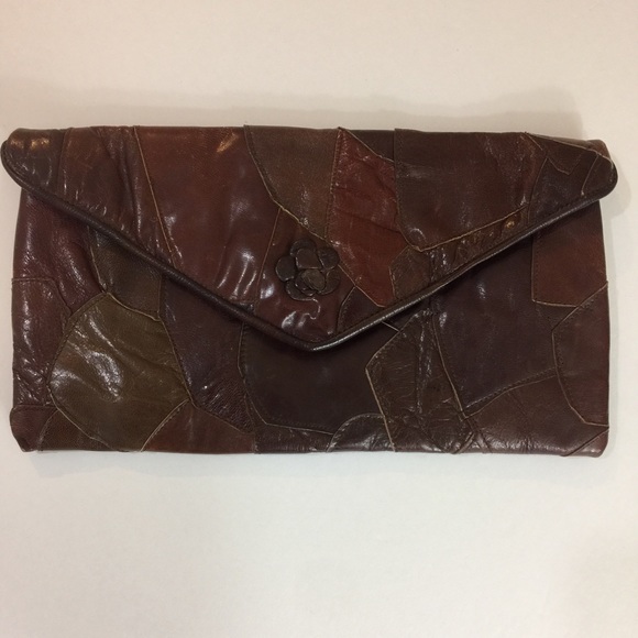 Vintage brown leather clutch