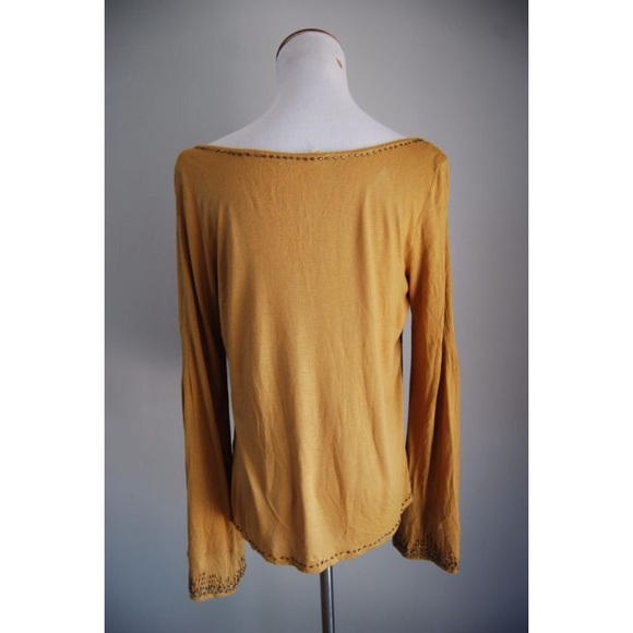 NWOT FREEPEOPLE Mustard Beaded Top - Picture 6 of 7