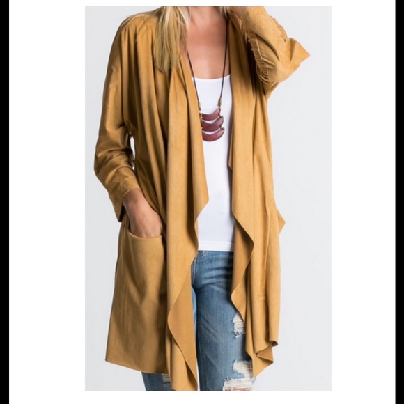 The Closet Hound Jackets & Blazers - Suede open front camel jacket