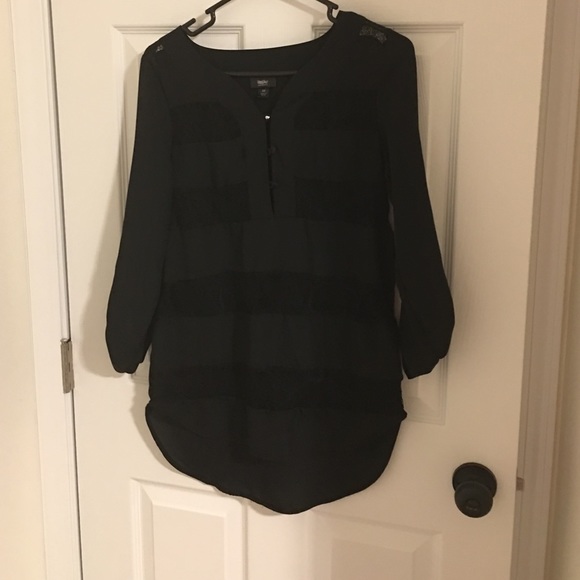 Black shirt with lace stripes