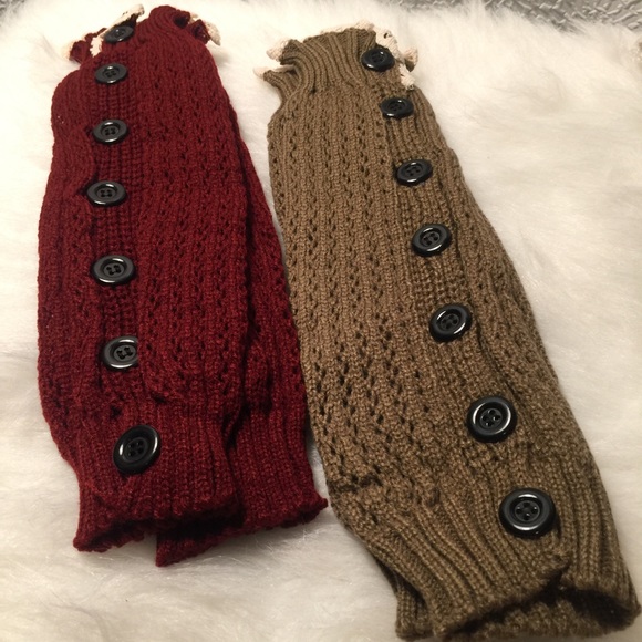 Knit Lace Top Leg Warmers 2 Pair - Picture 2 of 4