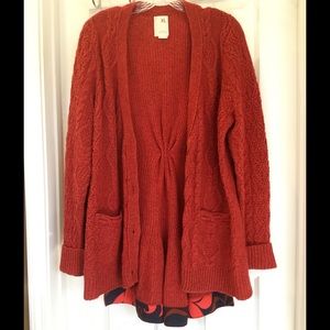 Rustic Orange Cable Knit Sweater