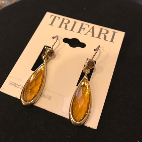 Orange & Gold Drop Earrings