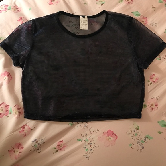 funky mesh holographic crop top