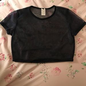 funky mesh holographic crop top