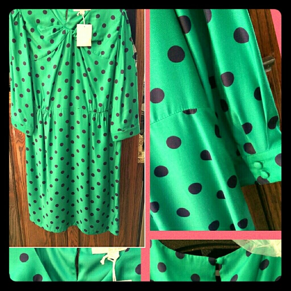 Boden silk polka dot dress 3/4 length sleeves