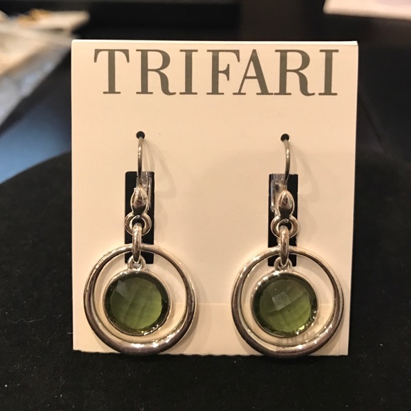 Green Circle Drop Earrings