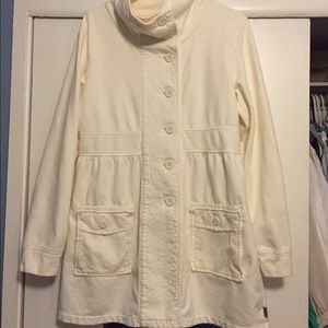 Prana off white button down baby doll coat