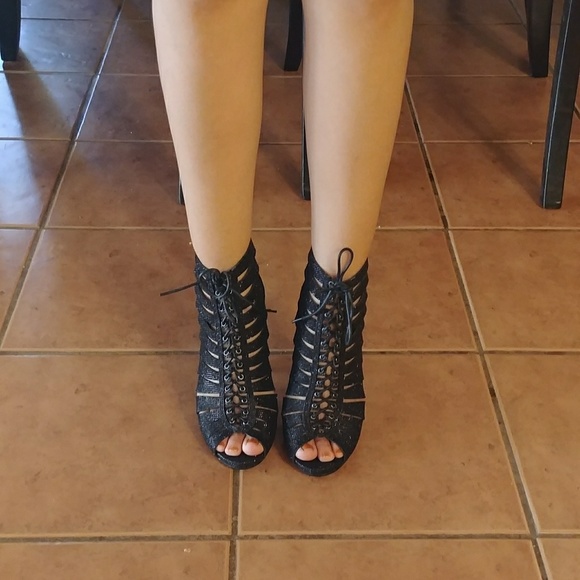 Last 8 💖SPARKLING Bootie Open toe Heels💖 - Picture 5 of 6