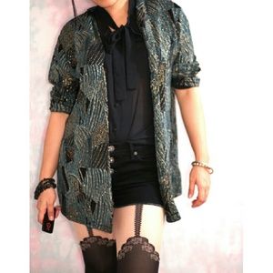 beautiful Vtg Gold azure moss wearable art blazer