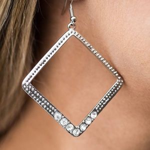 Square silver earrings