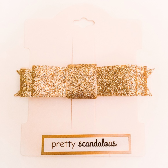 Sparkly Champagne Gold Bow Hair Pin - Picture 2 of 4