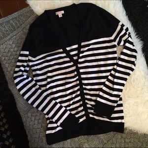 Black & White Striped Cardigan