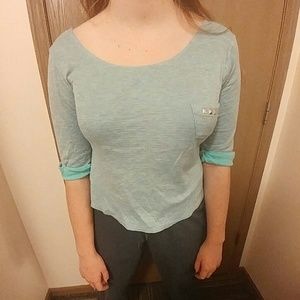 Teal Three Quarter Sleeve Shirt W Pocket