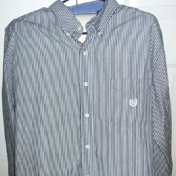 Chaps long sleeve Gray striped dress shirt size XL