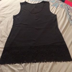 Black Lace Bottom Tank Top
