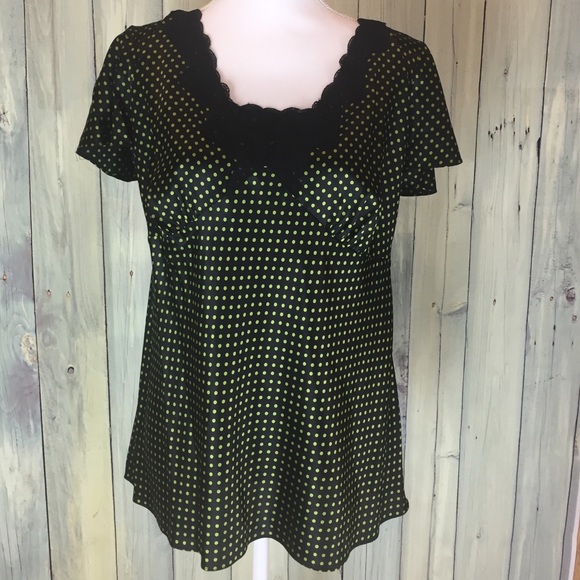 Inc International Concepts Lime and Black Blouse