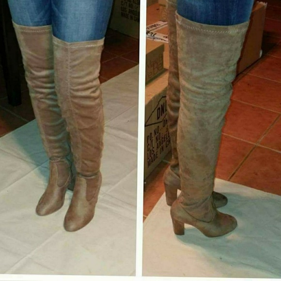 🚨LAST pairBOOTS Taupe Suede THIGH HIGH OVER KNEE - Picture 5 of 5