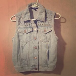 Studded jean vest