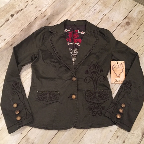 Olive green NWT patterned jacket NWT - Picture 3 of 4