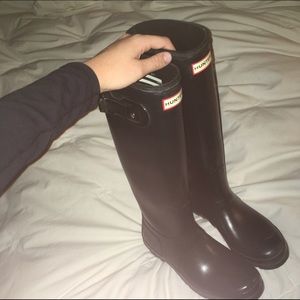 Matte black hunter boots