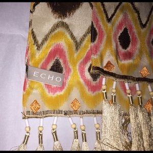 ELEGANT 100% SILK SCARF/WRAP by ECHO WITH FRINGE