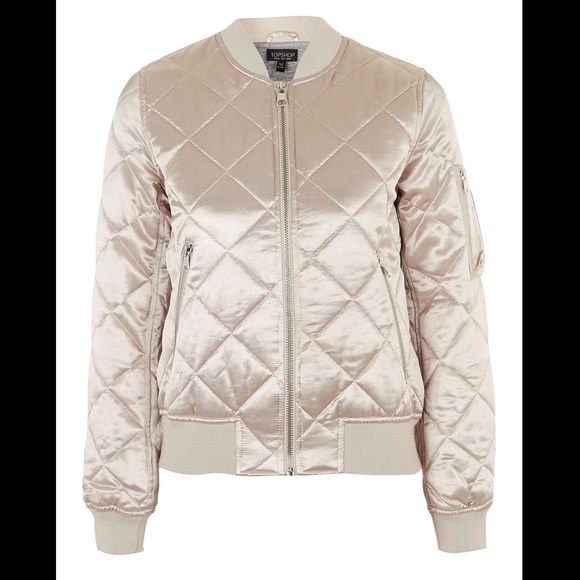 TopShop Shiny Quilted MA1 Bomber TALL Size 12