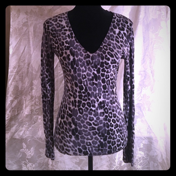 👏👏Sale👏👏Express leopard Print V Neck Sweater