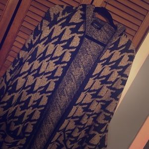 Zara Knit Herringbone Coat with Hood