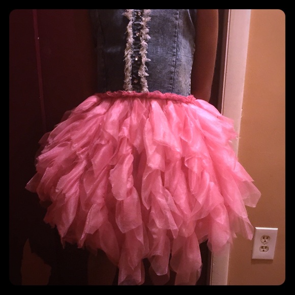 Girl jean and  pink tutu dress size 12