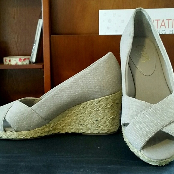 Light Tan Open Toe Wedges