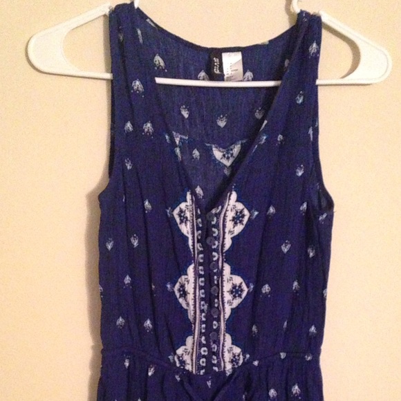 Blue and White Print Romper