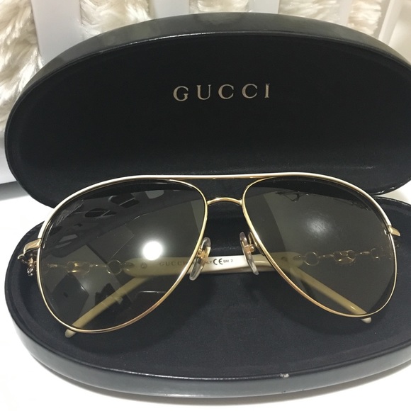 Gucci aviators white and gold