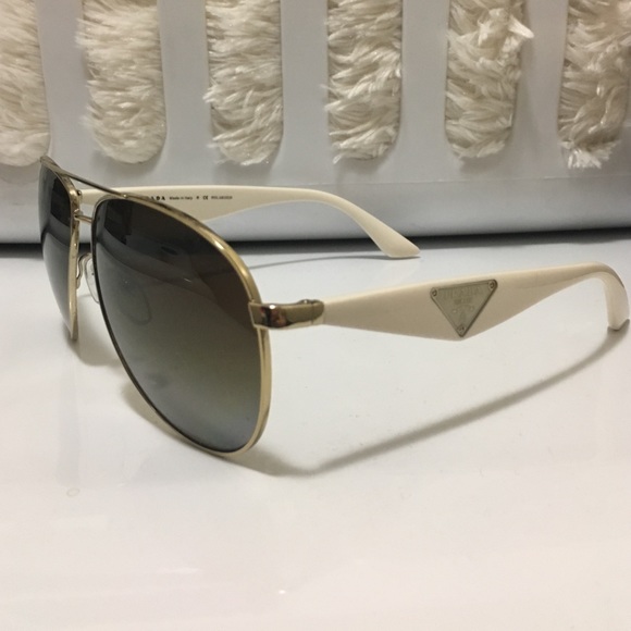 Prada sunglasses, white and gold aviators