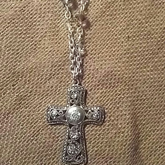 Long silver cross necklace